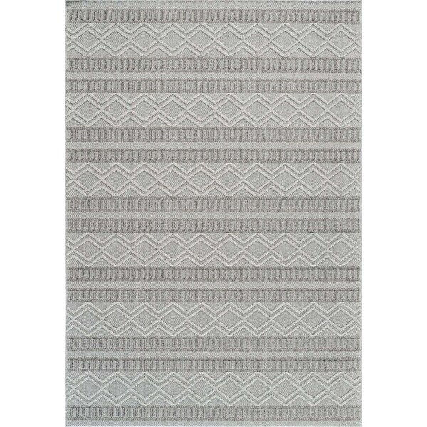 Homeroots 5' X 8' Beige And Gray Striped Distressed Indoor Outdoor Area Rug 559070 - main