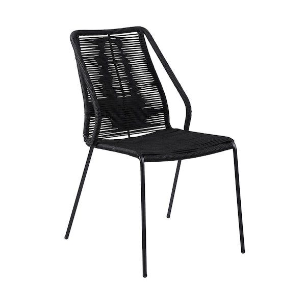 Homeroots Set of Two 22" Black Metal Outdoor Dining Chair, 2PK 490250 - main