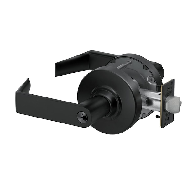 Schlage Grade 1 Entrance Cylindrical Lock, Conventional Cylinder, Rhodes Lever with Rose, Matte Black PC53P RHO 622 - main