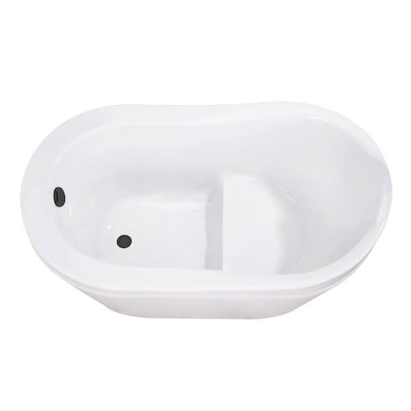 Kingston Brass 52-Inch Acrylic Oval Single Slipper Freestanding Tub with Overflow/Drain Assembly and Integral Seat VTRS523030M0 - main