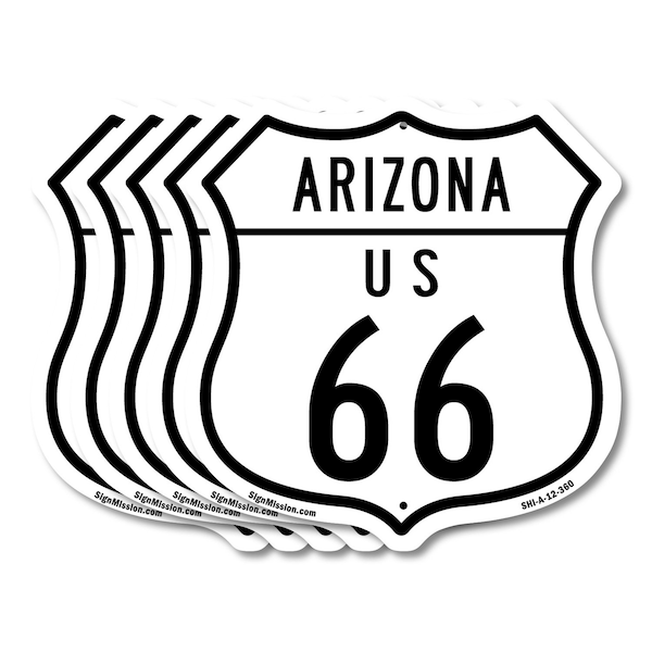 Signmission Arizona Route Marker Shield Sign Us 66, 12 inch X 12 inch, Aluminum Metal Sign, 5PK SHI-A-5Pack-12-360 - main