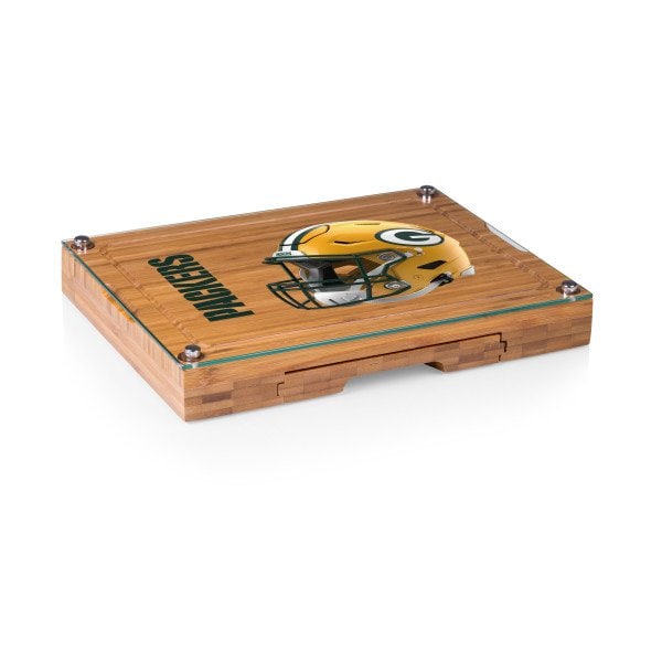 Picnic Time Family Of Brands NFL Green Bay Packers - Concerto Glass Top Cheese Cutting Board & Tools Set 919-00-505-124-2 - main