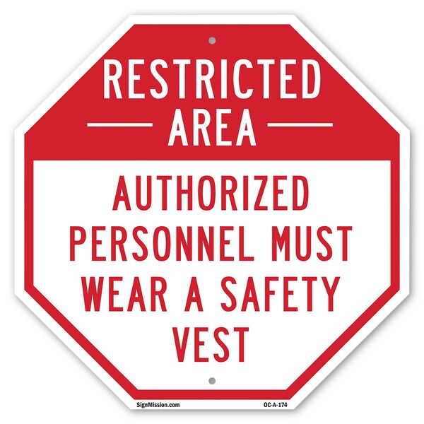 Signmission Restricted Area Authorized Personne, 6 Inch X 6 Inch, Plastic Sign OC-P-6-174 - main