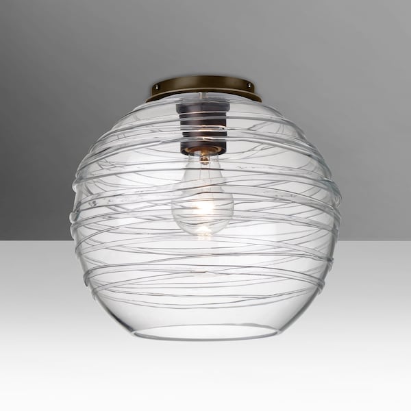 Besa Lighting Besa, Wave 10 Ceiling, Clear, Bronze Finish, 1x60W E26 base 462761C-BR - main