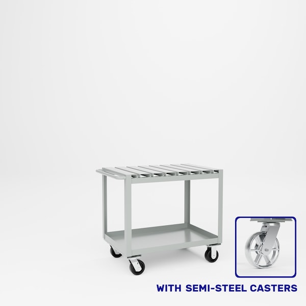 Pucel Heavy Duty Slat Top Cart, 36 in W x 24 in D x 33.5 in H, 2 Shelves, Light Blue S-36-DT-2-S - main