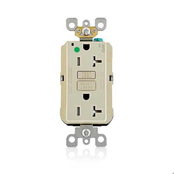 Leviton AFCI Receptacle 20A HG/TR Ivory AFTR2-HGI - main