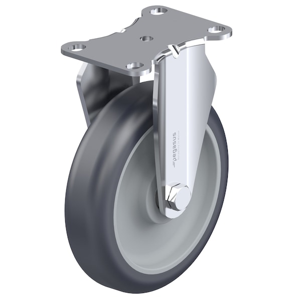 Pegasus Caster, Rigid Plate, Gray Urethane, 300 lb. P12R-UP060D-12 - main