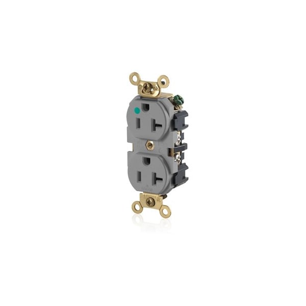 Leviton Hospital Grade Wide Body Duplex MRI Receptacle, 20 Amp, 125 Volt MRI83-GY - main
