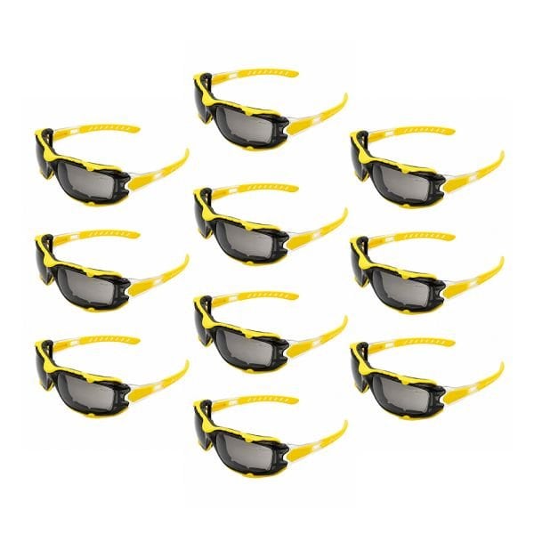 Interstate Safety Full-Seal Safety Glasses with Smoke Mirror Lens and Removable EVA Foam Gasket, Yellow, 10PK 40255-BX - main