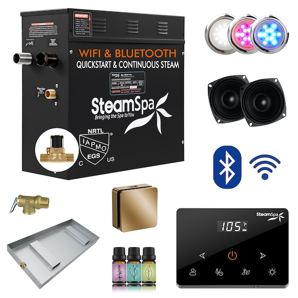 Steamspa 9KW Steam Bath Generator, Advanced Touch Screen, BLUETOOTH WIFI Control, Auto Drain, Gold BKWS900GD-A - main