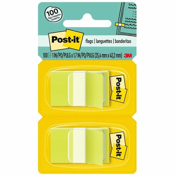 3M Post-it Flags, 1" Wide, Bright Green, 50 Flags/Dispenser, 2 Dispensers/Pack 680BG2 - main