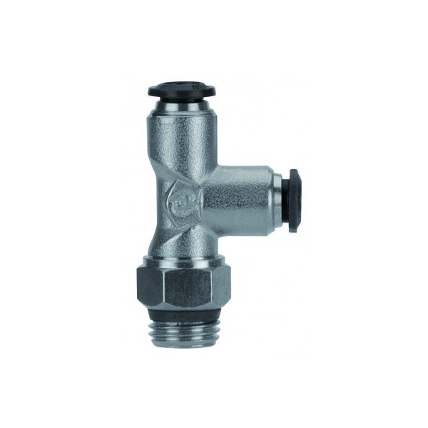 Usa Industrials Push to Connect Tube Fitting, Nickel Plated Brass w/ Plastic Release Ring, Male Run Tee ZUSA-TF-PTC-NPBR-197 - main