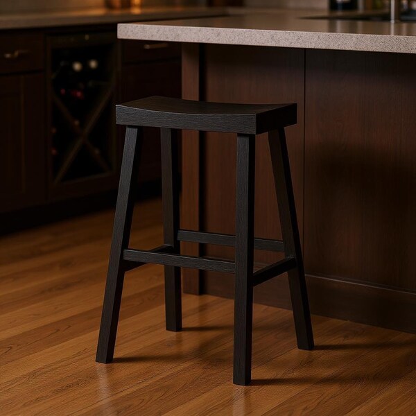 Homeroots 31" Black Solid Wood Backless Bar Height Bar Chair 632457 - main