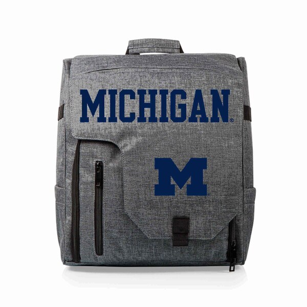 Picnic Time Family Of Brands Michigan Wolverines - Commuter Travel Backpack Cooler, Heathered Gray 651-00-105-344-0 - main