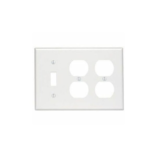 Leviton Combination Wallplate, Standard Size, Gang 3, White 80747-W - main