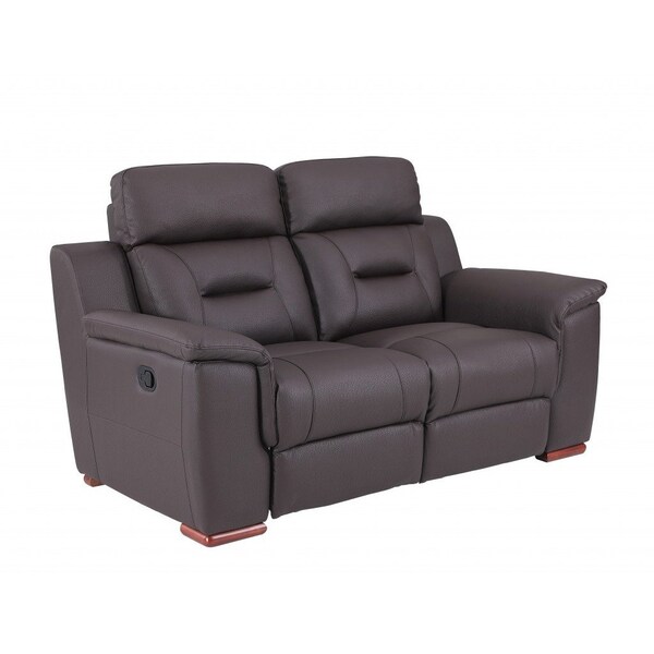 Homeroots 67in Brown Faux Leather Manual Reclining Loveseat 343909 - main