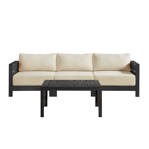 Alaterre Furniture Alaterre Barton Patio Sofa and Coffee Table Furniture Set for Outdoor Use Black Finish 80-BARTON-3SOFATB-B - main