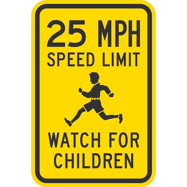 Lyle 25 Mph Speed Limit Watch For Children (W/Sym), 12x18, Diamond Grade, Yellow G-2686-DG_12x18 - main