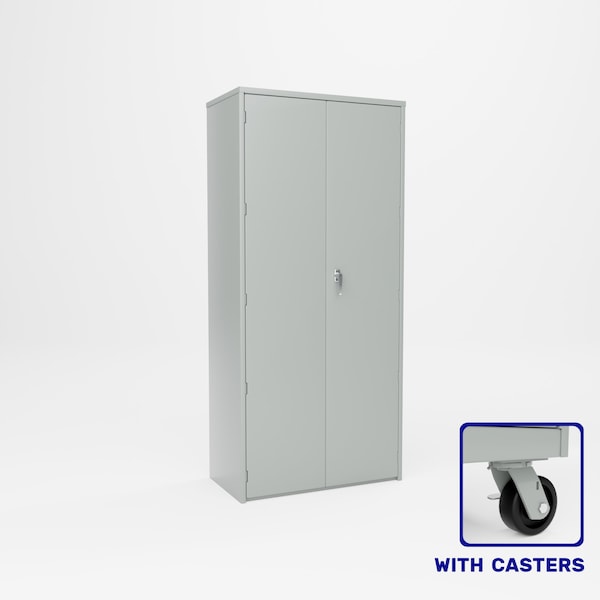 Pucel Heavy Duty Storage Cabinet with Casters, 36 in W x 84 in H x 19 in D, Light Blue HDSC-3678-19-4C - main