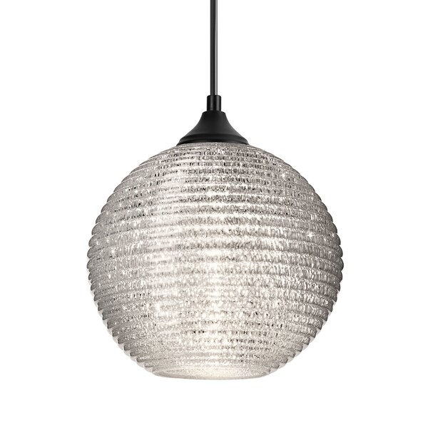 Besa Lighting Besa Kristall 8 Outdoor Pendant, Glitter, Black Finish, 1x 9W LED OP-4616GL-LED-BK - main