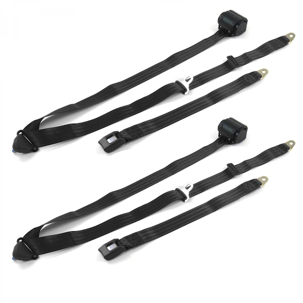 Geared2Golf Chevy Truck 1988-1998 Standard 3 Point Black Retractable Bucket Seat Belt Kit - 2 Belts GE2407281 - main