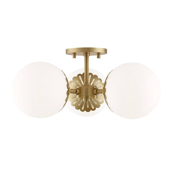 Mitzi Paige 3 Light Semi Flush 16.25 In. Aged Brass H193603-AGB - main