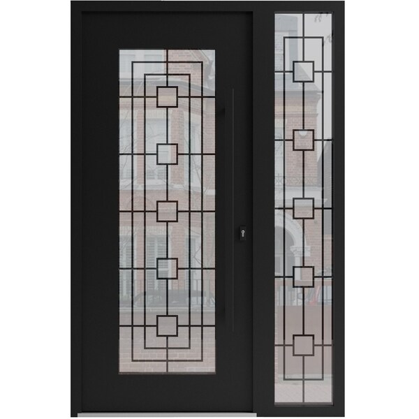 Vdomdoors Aluminum Door Iron 1688 Black Entry Steel Metal Classic Painted 48 x 80 (36+12 x 80)-Right Inswing IRON1688EXD-BLK-W36+12xH80-RH-I - main