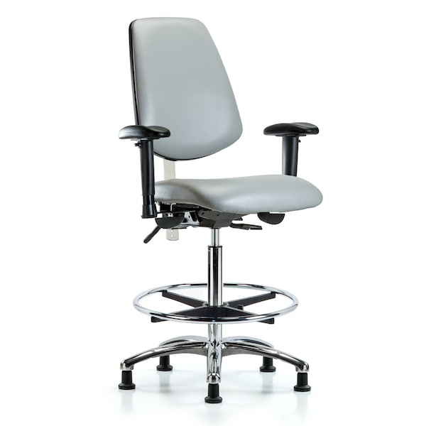 Blue Ridge Ergonomics Clean Room Chair Vin Hi Ben Chair, Med, Bk, Gld Dov, CL100, Adjustable Arms, 26" to 35-1/2" Height BR-NCR-VHBCH-MB-CR-T1-A1-CF-RG-8567 - main