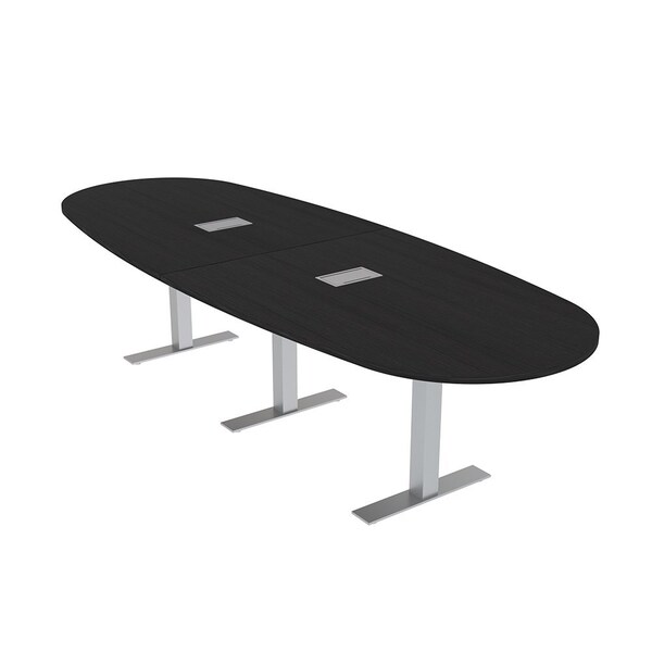 Skutchi Designs 10ft Conference Table With Power Unit | 10 Person Modular Boval Meeting Table | Harmony Series HAR-BOVL-48X120-T-U999ST19-ESIL - main