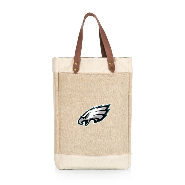 Picnic Time Family Of Brands NFL Philadelphia Eagles - Pinot Jute 2 Bottle Insulated Wine Bag 539-02-187-244-2 - main
