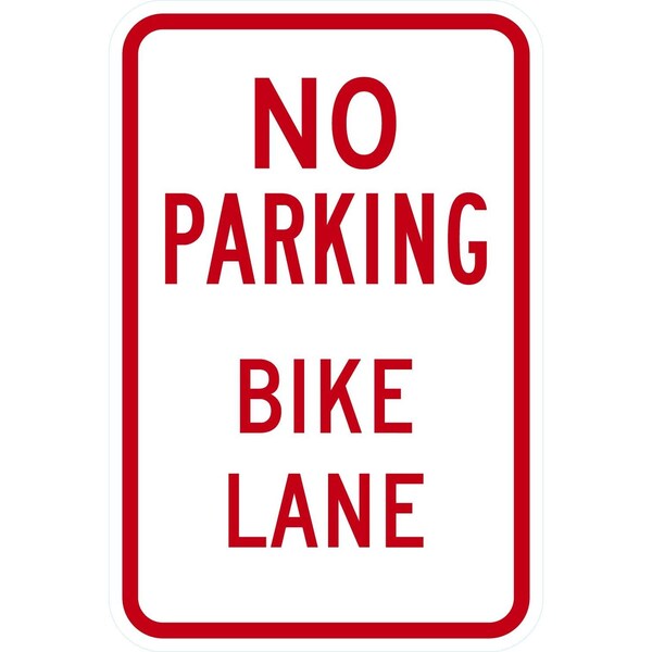 Lyle NO PARKING BIKE LANE, 12x18, High Intensity Prismatic, White G-4342-HI_12x18 - main