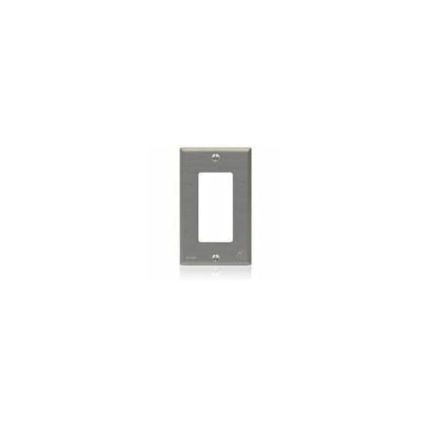 Leviton Rocker Wall Plate, Number of Gangs: 1 Stainless Steel, Powder Coated Finish, Silver 84401-A40 - main