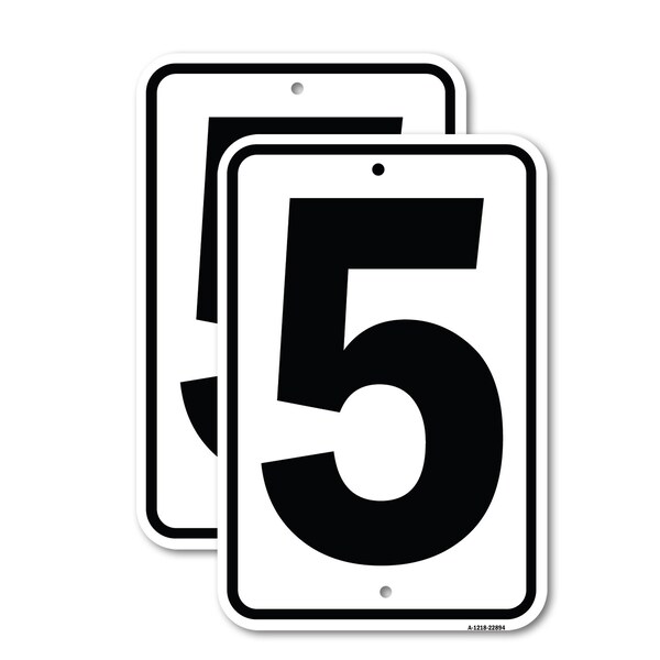 Signmission Sign with Number 5, 18'' X 24'' 2 Signs, Heavy Gauge Aluminum, 2PK A-1824-2PACK-22894 - main