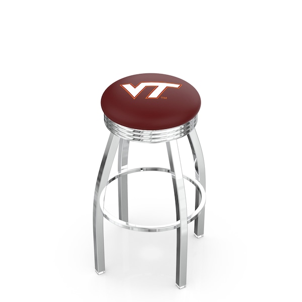 Holland Bar Stool Co 30" Chrome Virginia Tech Swivel Bar Stool, Accent Ring L8C3C30VATech - main