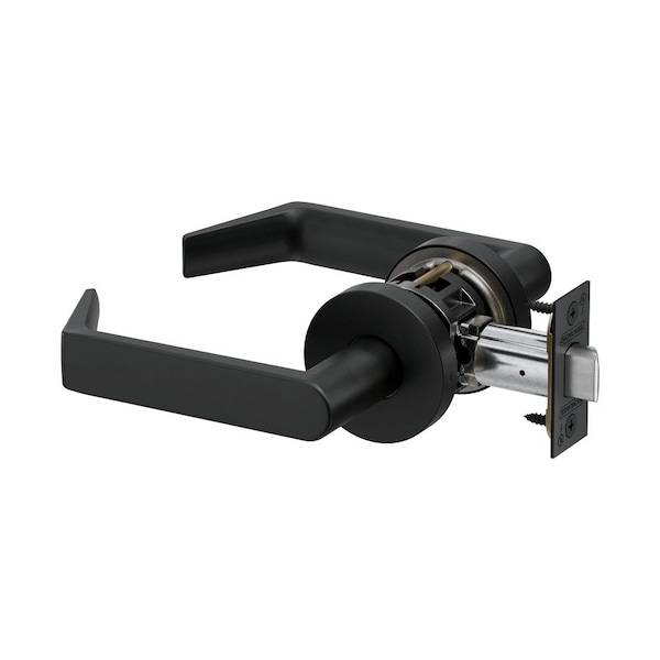 Schlage Grade 2 Passage Tubular Lock, Non-Keyed, Rhodes Lever, A Rose, Matte Black Finish PT10 RHOA 622 - main