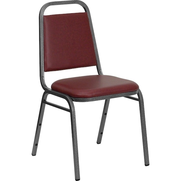 Flash Furniture Stacking Chair, Burgundy Seat, Red Back, 17 1/2 in W 20 1/4 in L 34 in H, Fixed Arms, Vinyl Seat FD-BHF-2-BY-VYL-GG - main