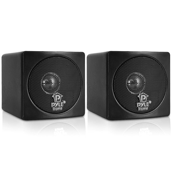 Pyle PyleHome 3" Mini Cube Bookshelf Speakers - 100W, Paper Cone Driver, 8 Ohm, Passive Audio Pair PCB3BK - main
