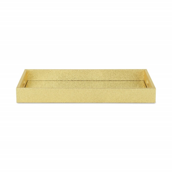 Homeroots 16in Gold Rectangular Wood Handmade Tray With Handles 483290 - main