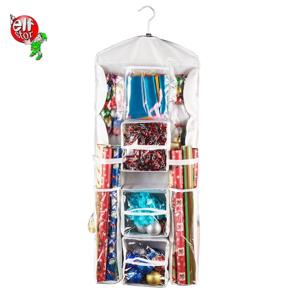 Elf Stor Wrapping Paper Storage Organizer Dual-Sided Hanging Gift Wrap Station Clear Compartments 83-DT5151 - main