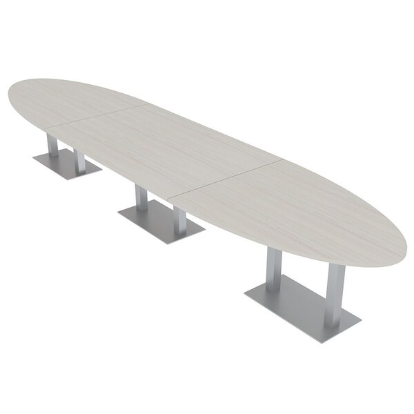 Skutchi Designs Oval Conference Table With Power Unit, 48 in W, 216 in L, Ivory HAR-OVL-48X216-DOU-K458-NA - main