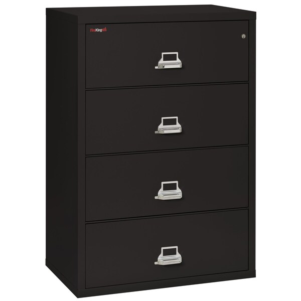 Fireking 31-15/16" W 4 Drawer Fire-Resistant Lateral File Cabinet, Black, Letter/Legal 4-3822-CBL - main