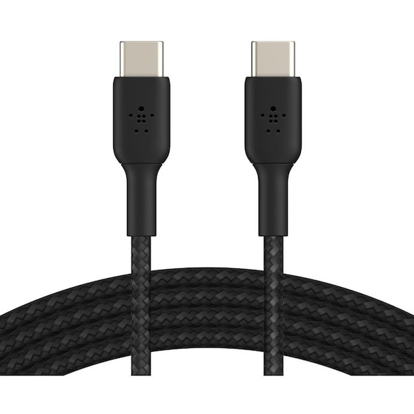 Belkin 60W USB-C to USB-C Cable - 480 Mbps - Nylon, Braided - M/M - 2m/6.6ft - Black CAB004BT2MBK - main