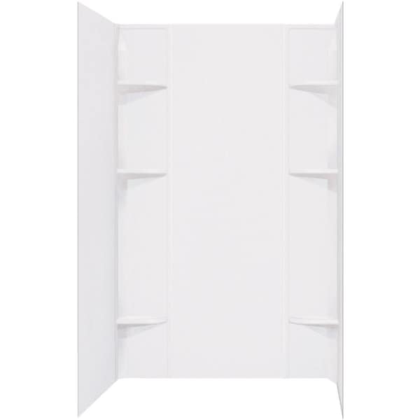 Mustee Durawall 60''x71.5''x40'' Glue Up Alcove Shower Wall Set in Wht, 5-Piece 260WHT - main