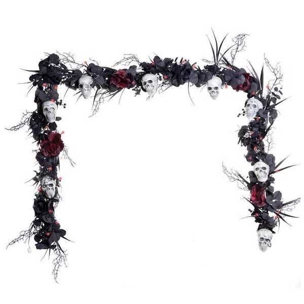 Celebrations Red 50 ct 9 ft. LED Skull Garland Halloween Decor 09-03017A - main