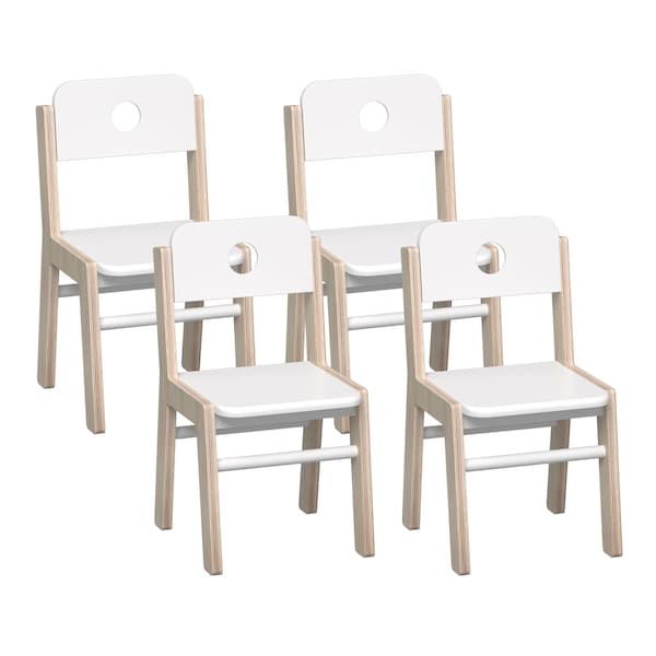 Beleduc By Playwell Round Table 36in White Top, Oak Legs 20.5inH + 4 Large Illiana Chairs 13.4in Seat 846098162 - main