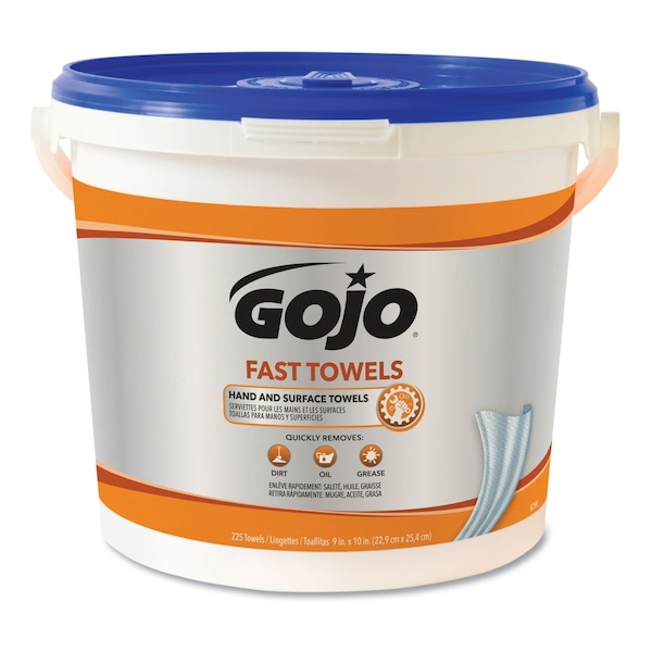 Gojo FAST TOWELS Hand Cleaning Towels, Cloth, 9 x 10, Blue 225/Bucket 6299-02 - main