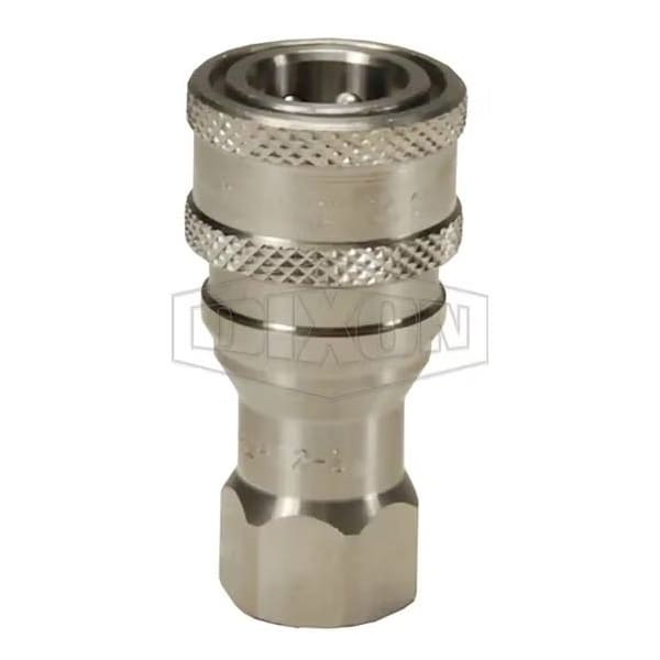 Dixon DQC H Industrial Interchange Poppet Valve Female Coupler, 3/4-14 Nominal, Female BSPP, 303 Stainless 6HBF6-S - main