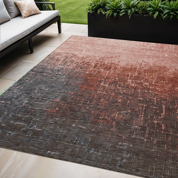 Homeroots 5' X 8' Blush And Dark Gray Ombre Washable Indoor Outdoor Area Rug 602888 - main