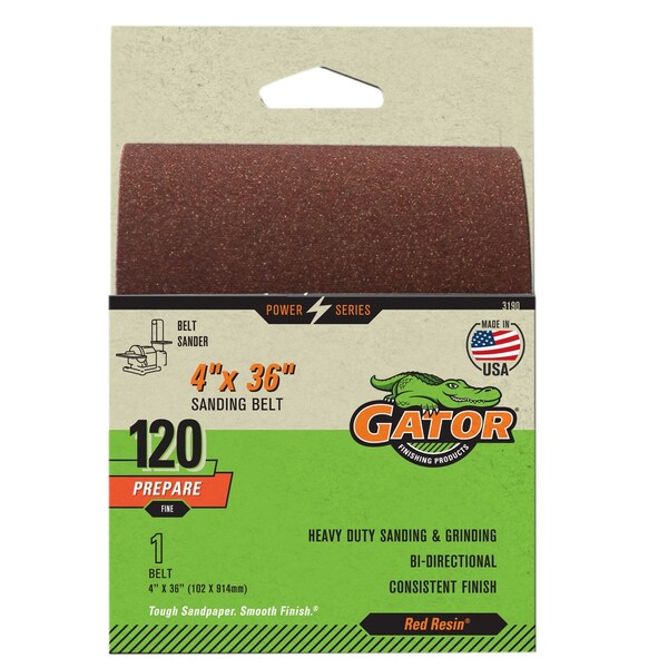 Gator Finishing Red Resin 4 x 36 in. Sanding Belt, 120 Grit, Fine 3190 - main