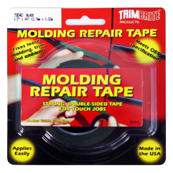 Trimbrite PINSTRIPES Molding Repair Tape Roll 12 Inch x 5 Foot Black T9040 - main